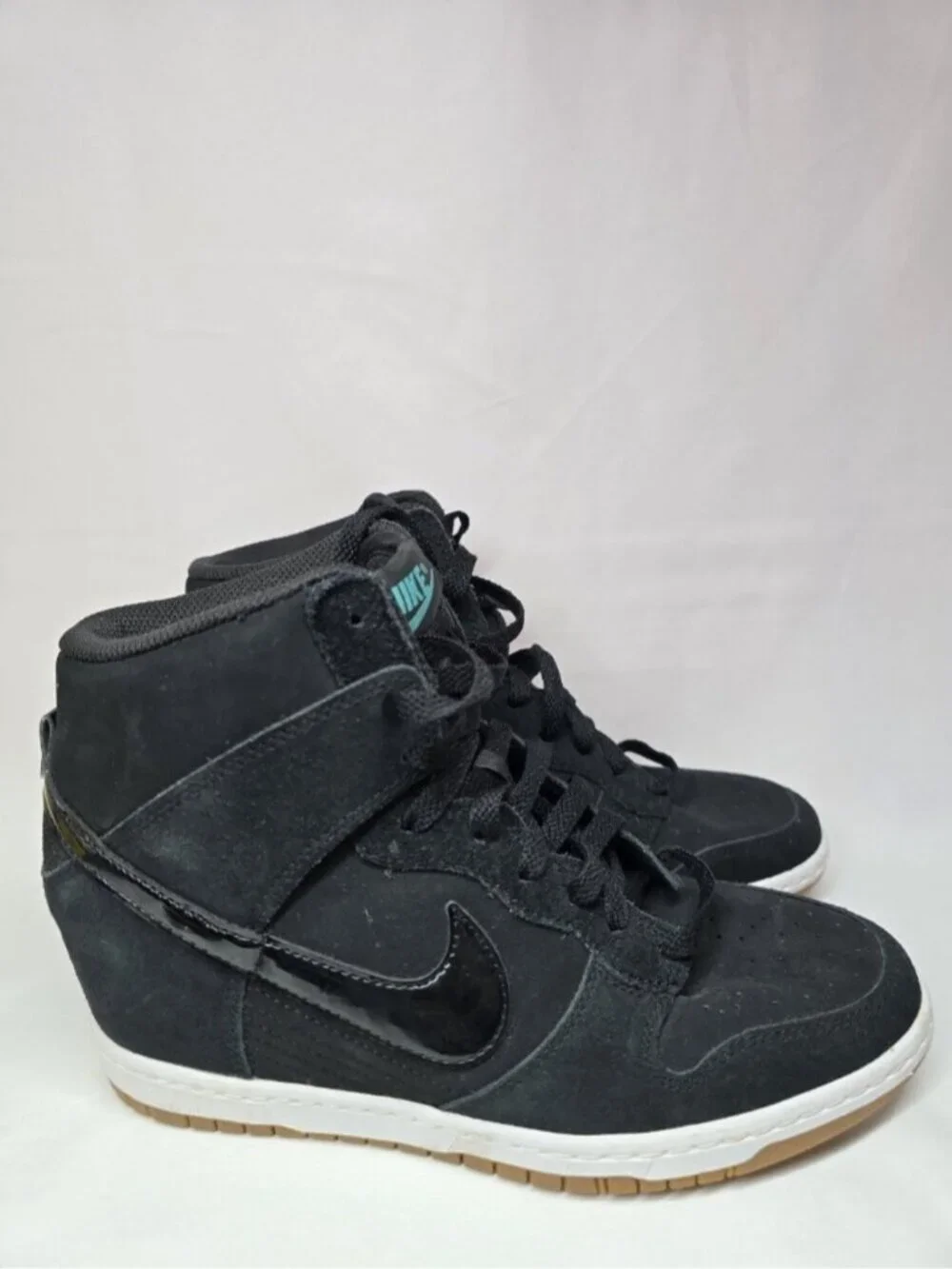 Nike Dunk Sky Hi Hidden Wedge Heel Womens Sneakers Black Suede 644877-011 Size 9